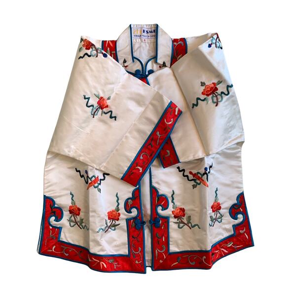 Vintage Satin Authentic Original Oriental Child’s 2 Piece Outfit Embroidered - Picture 4 of 12